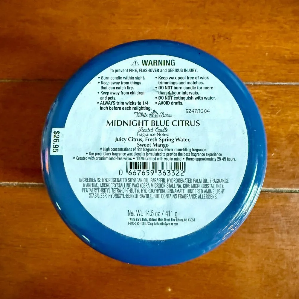 NEW MIDNIGHT BLUE CITRUS 3-Wick Candle Bath & Body Works - Picture 3 of 3